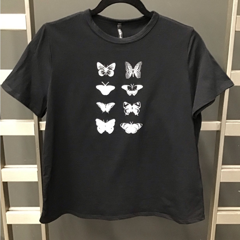 BLK Cotton Butterfly graphic crop top